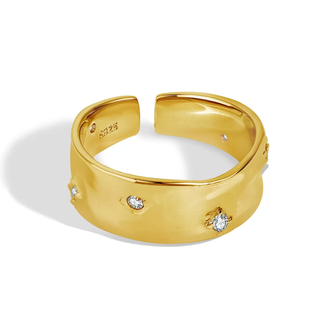 Hammered Style Adjustable Ring – Gold-Coloured