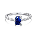 Blue and Clear Stone Style Adjustable Ring – Sterling Silver 925